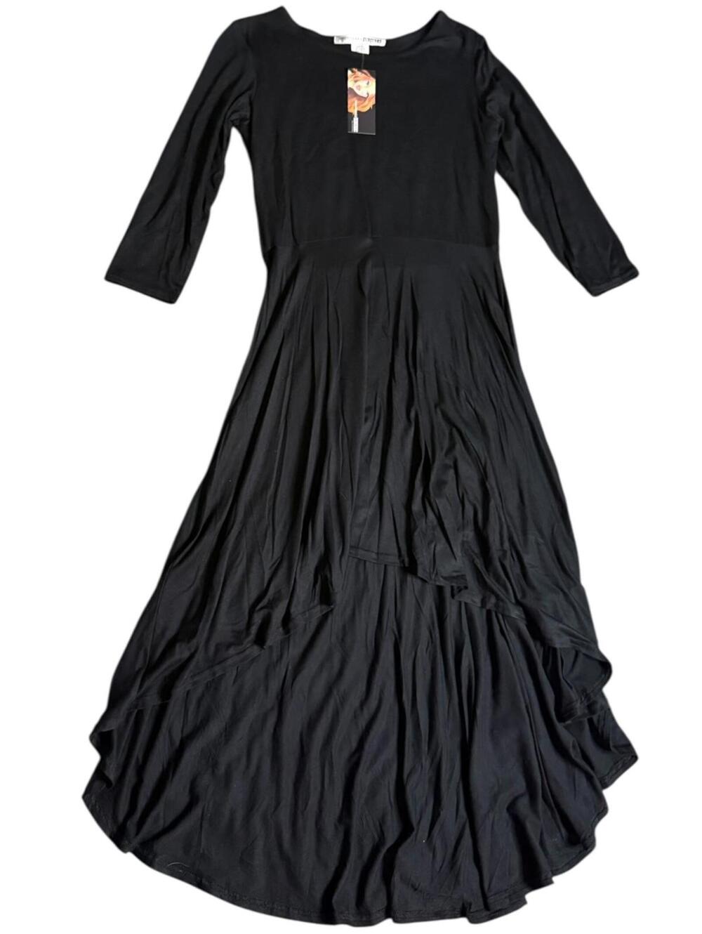 Necessary Objects Black Asymmetrical Layered Maxi Dress Size L NWT
